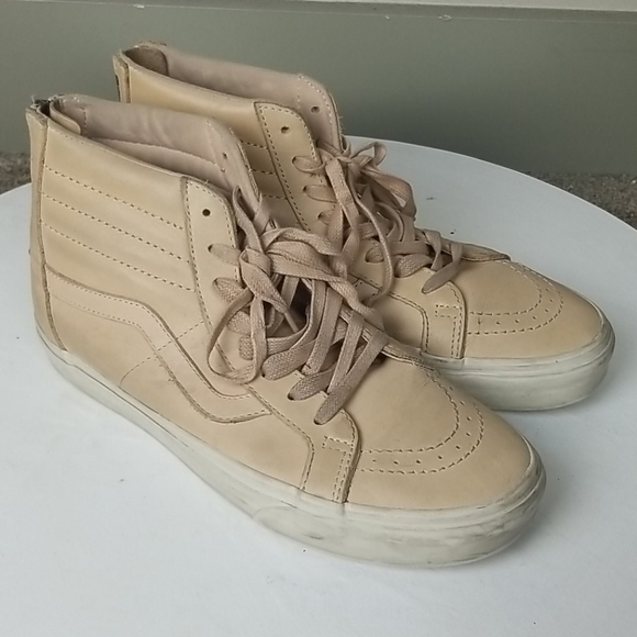Van\'s Tan Leather Unisex Skateboard Hi Top Shoes main image 4